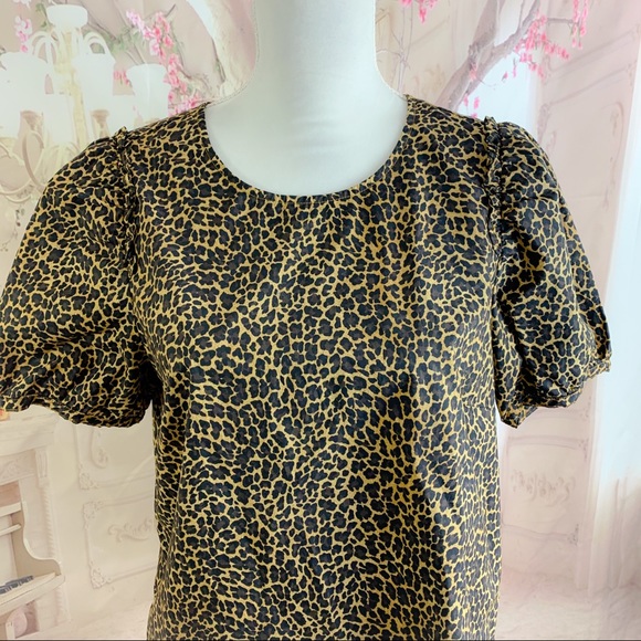J Crew Puff-sleeve top in leopard print cotton pop - Picture 3 of 10